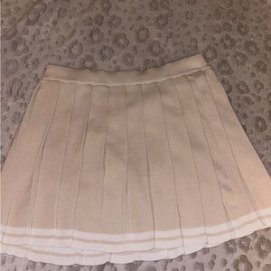 Daisy Beige Pleated Skater Skirt